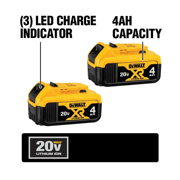 DCF887M2 20-Volt MAX XR Cordless Brushless 3-Speed 1/4 in. Impact Driver with (2) 20-Volt 4.0Ah Batteries   Charger - Image 3
