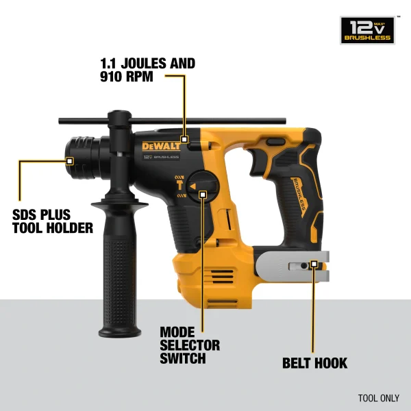 DCH072B XTR 12-volt Max-Amp Sds-plus Cordless Rotary Hammer Drill (Tool Only) - Image 4