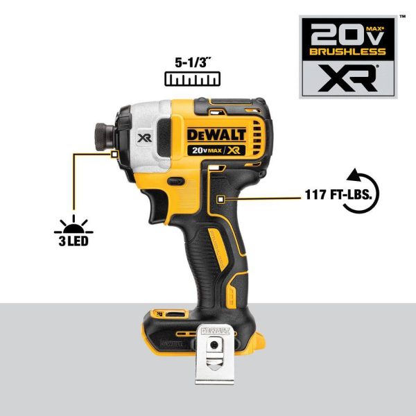 DCK287D2 20-Volt MAX XR Cordless Brushless Hammer Drill/Impact Combo Kit (2-Tool) with (2) 20-Volt 2.0Ah Batteries and Charger - Image 4