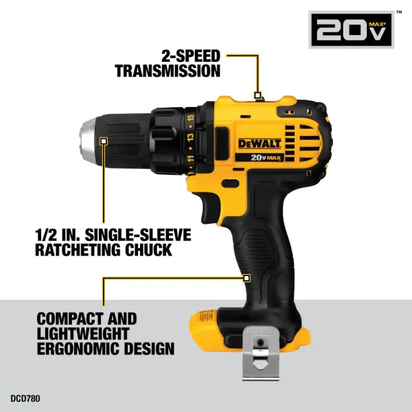 DCK421D2 20-Volt MAX Cordless Combo Kit (4-Tool) with (2) 20-Volt 2.0Ah Batteries   Charger - Image 3