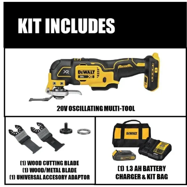 DCS356C1 20-Volt MAX XR Cordless Brushless 3-Speed Oscillating Multi-Tool with (1) 20-Volt 1.5Ah Battery   Charger - Image 2