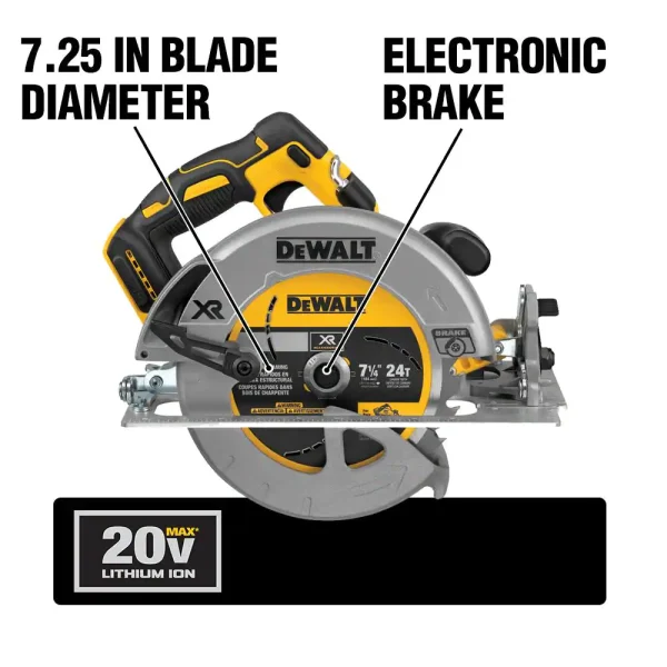 DCS570P1 20-Volt MAX XR Cordless Brushless 7-1/4 in. Circular Saw with (1) 20-Volt Battery 5.0Ah   Charger - Image 3