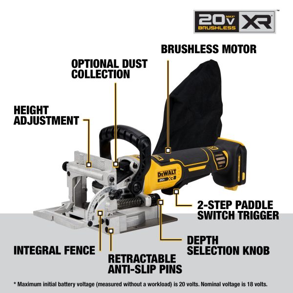 DCW682B 20V Max Xr Brushless Cordless Biscuit Joiner (Tool Only) - Image 2