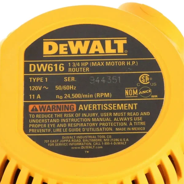 DW616PK 11 Amp Corded 1-3/4 Horsepower Fixed Base / Plunge Router Combo Kit - Image 6