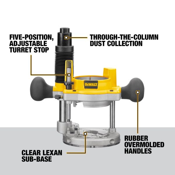 DW618PKB 1/4-in and 1/2-in-Amp 2.25-HP Variable Speed Combo Fixed/Plunge Corded Router Soft Case (Tool Only) - Image 3