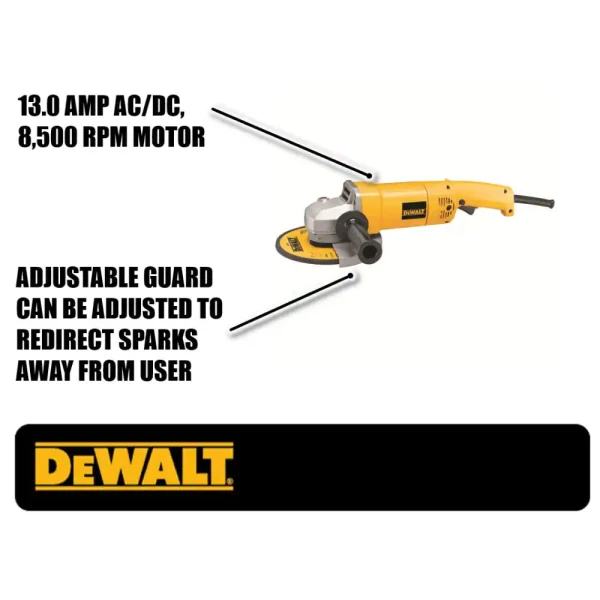 DW840 13 Amp 7 in. 8,000 RPM Medium Angle Grinder - Image 2
