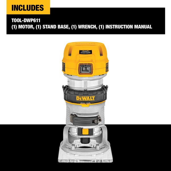 DWP611 1/4-in-Amp 1.25-HP Variable Speed Fixed Corded Router (Tool Only) - Image 4