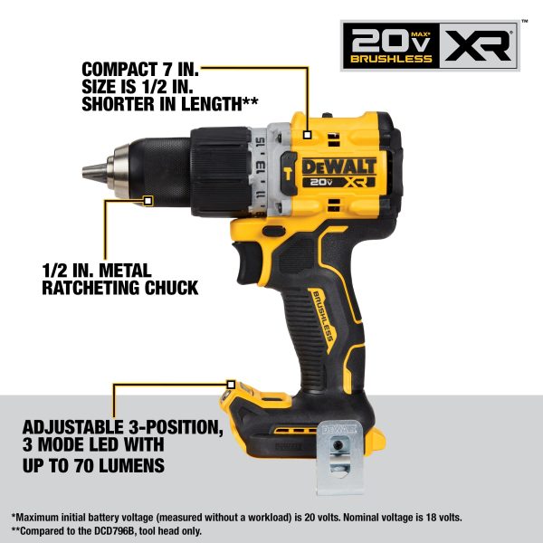 DeWalt DCK249E1M1 20V MAX XR Compact Hammer Drill/Driver 2-Tool Combo Kit w/ (1)2 Ah and (1)4 Ah Battery - Image 3