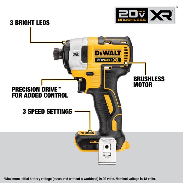 DeWalt DCK249E1M1 20V MAX XR Compact Hammer Drill/Driver 2-Tool Combo Kit w/ (1)2 Ah and (1)4 Ah Battery - Image 4