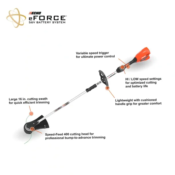 DSRM-2100C1 eFORCE 56V 16 in. Brushless Cordless Battery Trimmer with 2.5Ah Battery and Charger - Image 2