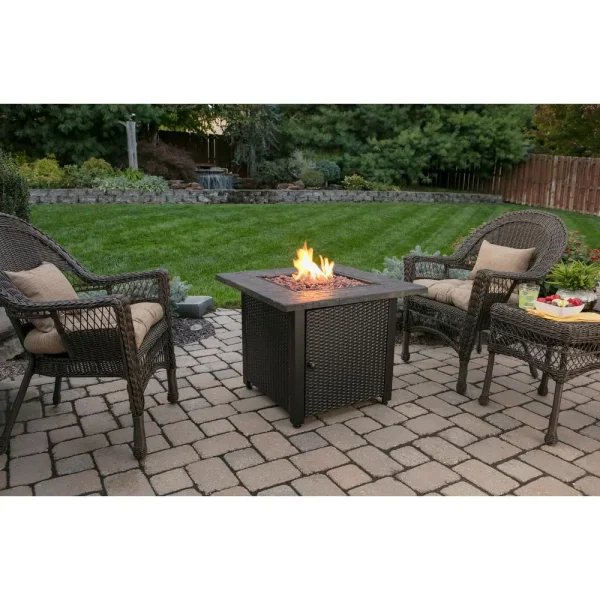 Endless Summer GAD1401M 30 in. W Bronze Finish Steel Base Faux Slate Mantel LP Gas Fire Pit with Electronic Igition and Lava Rocks - Image 2
