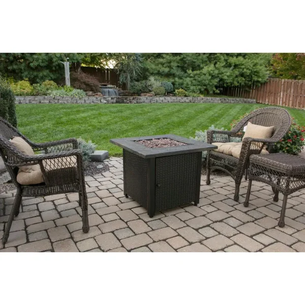 Endless Summer GAD1401M 30 in. W Bronze Finish Steel Base Faux Slate Mantel LP Gas Fire Pit with Electronic Igition and Lava Rocks - Image 11