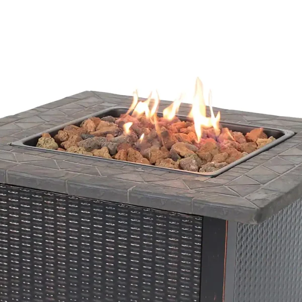 Endless Summer GAD1401M 30 in. W Bronze Finish Steel Base Faux Slate Mantel LP Gas Fire Pit with Electronic Igition and Lava Rocks - Image 3