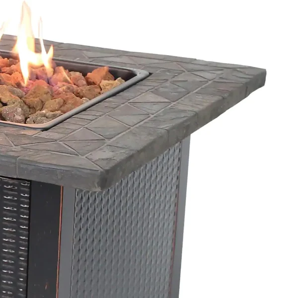 Endless Summer GAD1401M 30 in. W Bronze Finish Steel Base Faux Slate Mantel LP Gas Fire Pit with Electronic Igition and Lava Rocks - Image 4