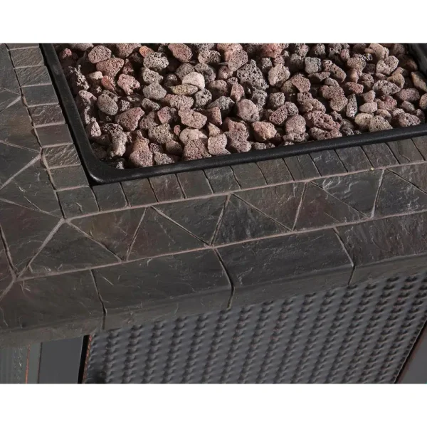 Endless Summer GAD1401M 30 in. W Bronze Finish Steel Base Faux Slate Mantel LP Gas Fire Pit with Electronic Igition and Lava Rocks - Image 5