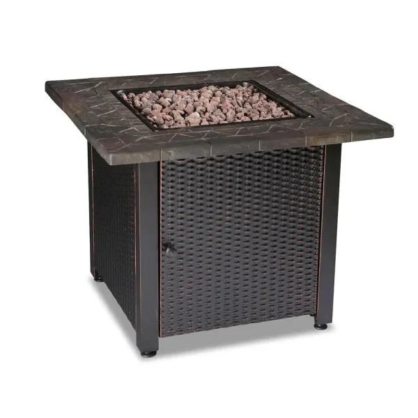 Endless Summer GAD1401M 30 in. W Bronze Finish Steel Base Faux Slate Mantel LP Gas Fire Pit with Electronic Igition and Lava Rocks - Image 7