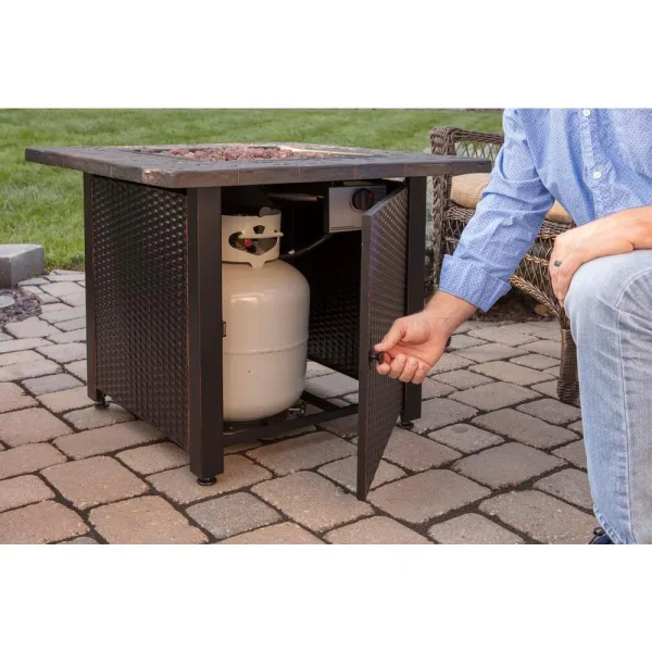 Endless Summer GAD1401M 30 in. W Bronze Finish Steel Base Faux Slate Mantel LP Gas Fire Pit with Electronic Igition and Lava Rocks - Image 8
