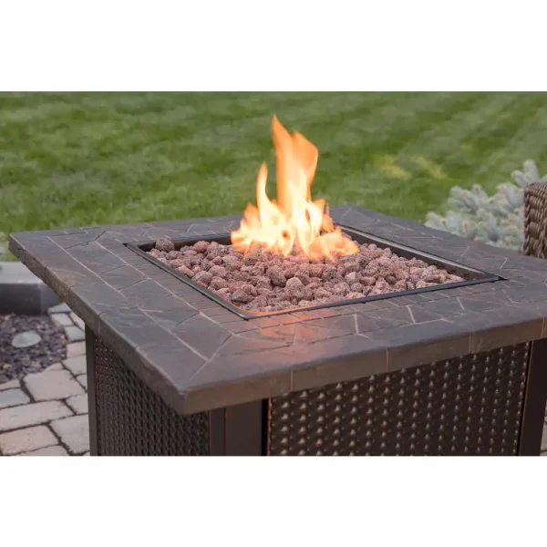 Endless Summer GAD1401M 30 in. W Bronze Finish Steel Base Faux Slate Mantel LP Gas Fire Pit with Electronic Igition and Lava Rocks - Image 10