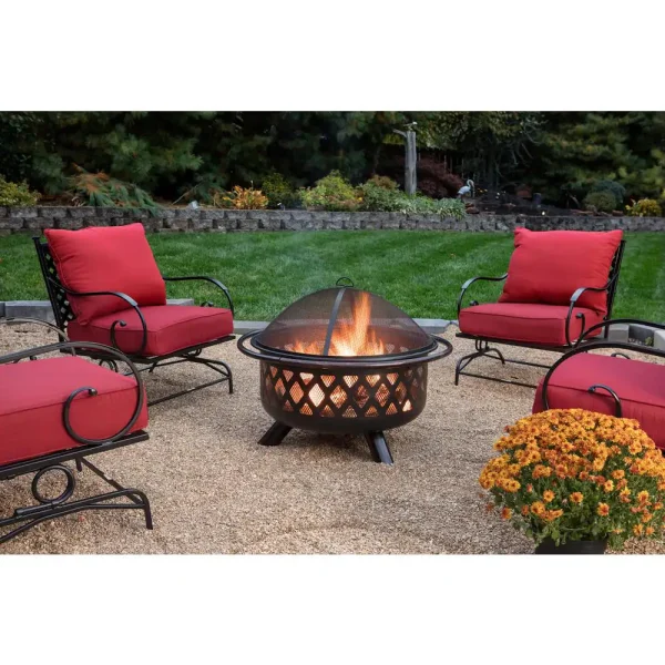 Endless Summer WAD792SP 30 in. D Bronze Finish Portable Lattice Wood Burning Fire Pit - Image 2
