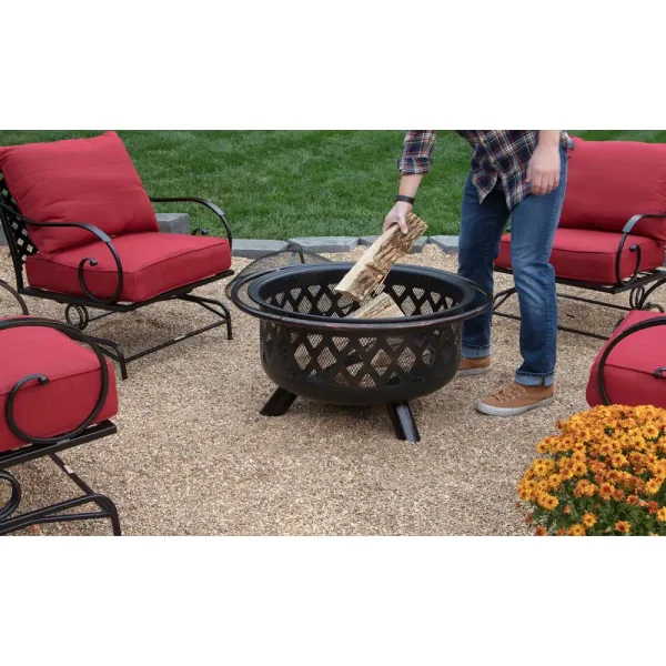 Endless Summer WAD792SP 30 in. D Bronze Finish Portable Lattice Wood Burning Fire Pit - Image 7