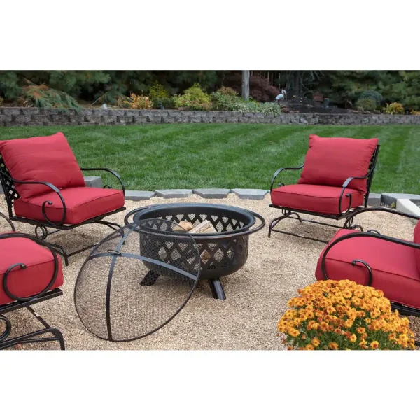 Endless Summer WAD792SP 30 in. D Bronze Finish Portable Lattice Wood Burning Fire Pit - Image 8