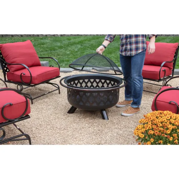 Endless Summer WAD792SP 30 in. D Bronze Finish Portable Lattice Wood Burning Fire Pit - Image 9