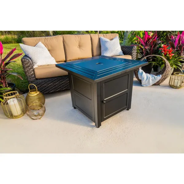 FIRE ISLAND GAD15307M 30 in. W x 24.6 in. H Square Steel Propane Black Slate Fire Pit with Stamped Steel Black Base and 50000 BTU Burner - Image 12