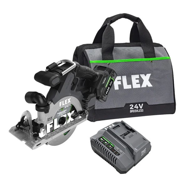 FX2131A-1C 24-volt-Amp 6-1/2-in Brushless Cordless Circular Saw Kit (1-Batteries Charger Included)