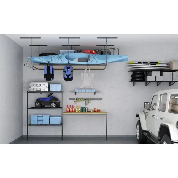 IMOUNTS GR48FB-OFFLINE Black Adjustable Height Overhead Garage Storage Rack (96 in W x 48 in D) - Image 2