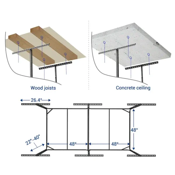 IMOUNTS GR48FB-OFFLINE Black Adjustable Height Overhead Garage Storage Rack (96 in W x 48 in D) - Image 5