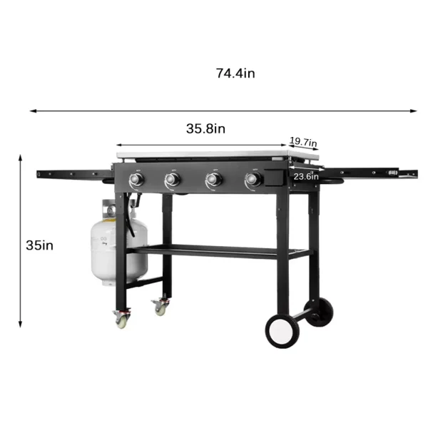 SKOYON 4-Burner Outdoor Gas Grill Propane Griddle Cooking Station - Image 2