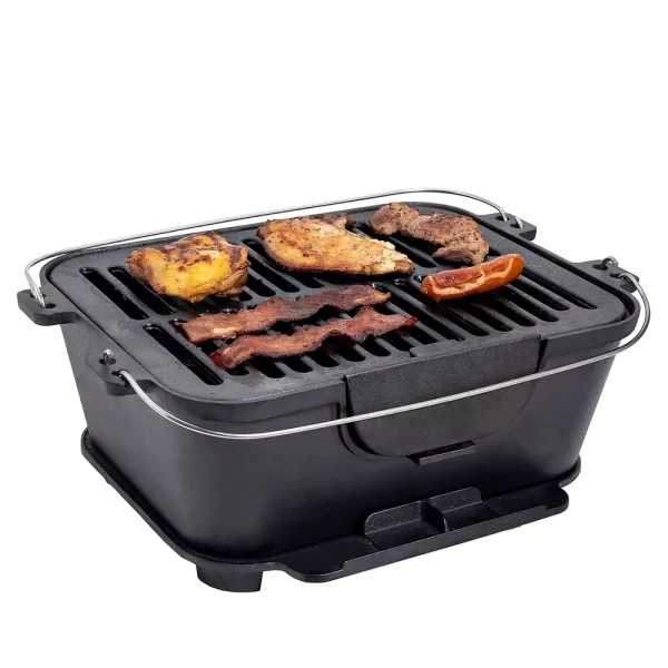 Bruntmor Heavy Duty Pre-Seasoned Cast Iron Portable Grill