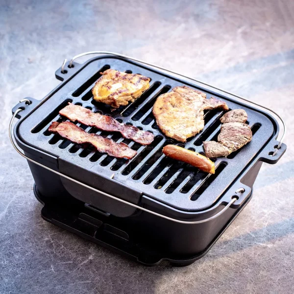 Bruntmor Heavy Duty Pre-Seasoned Cast Iron Portable Grill - Image 3