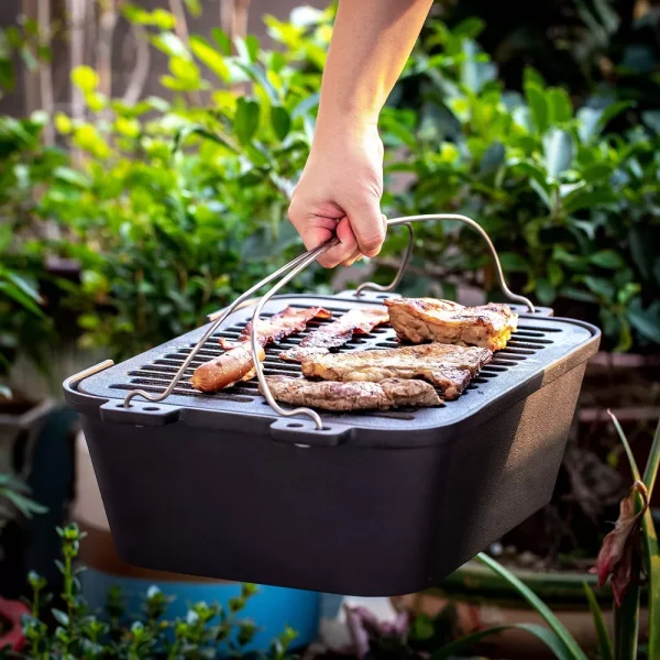 Bruntmor Heavy Duty Pre-Seasoned Cast Iron Portable Grill - Image 5