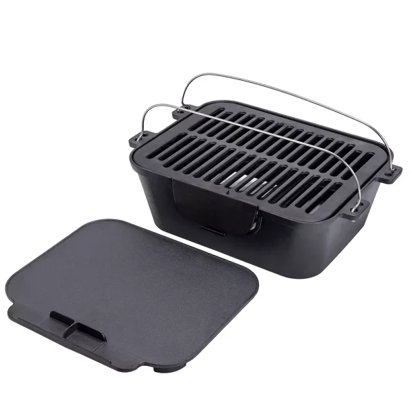 Bruntmor Heavy Duty Pre-Seasoned Cast Iron Portable Grill - Image 4