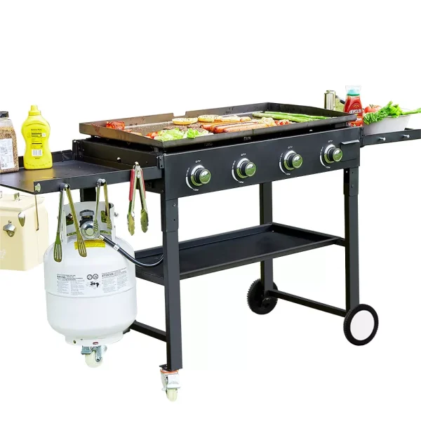 SKOYON 4-Burner Outdoor Gas Grill Propane Griddle Cooking Station