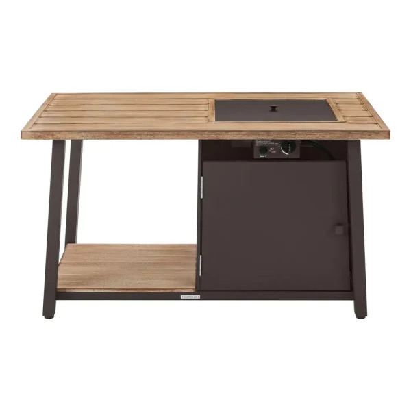 GL-1850-FP Fordham 46 in. W x 26 in. H Rectangular Powder Coated Steel LP Fire Pit Coffee Table in Faux Wood with Lava Rocks - Image 4