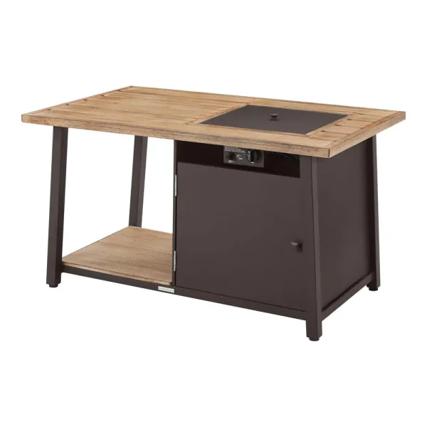 GL-1850-FP Fordham 46 in. W x 26 in. H Rectangular Powder Coated Steel LP Fire Pit Coffee Table in Faux Wood with Lava Rocks - Image 5