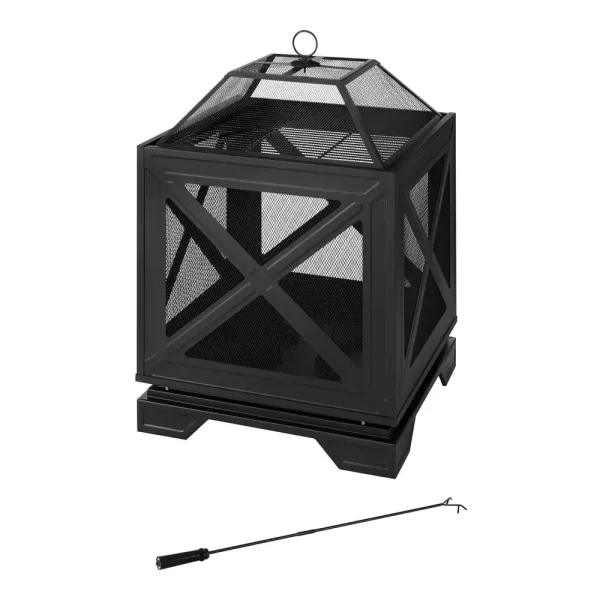 OFW906S Westbury 26 in. W x 37.8 in. H Outdoor Square Wood Burning Black Fire Pit - Image 2