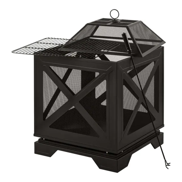 OFW906S Westbury 26 in. W x 37.8 in. H Outdoor Square Wood Burning Black Fire Pit - Image 3