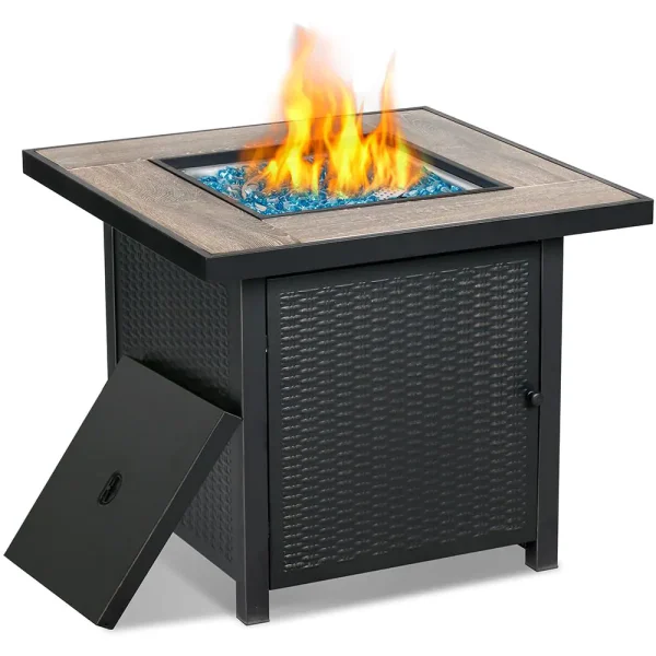 HeatMaxx SRGF11626 30 in. 50,000 BTU Propane Gas Fire Pit Table, Square Gas Firepits with Fire Glass for Outside - Image 4