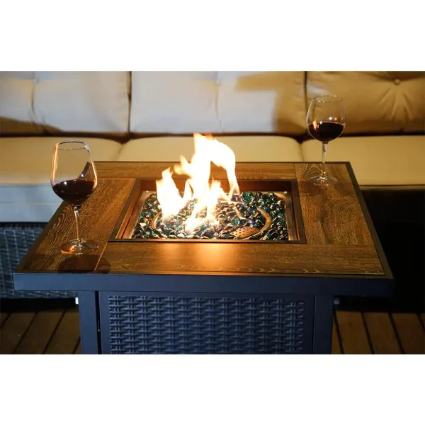 HeatMaxx SRGF11626 30 in. 50,000 BTU Propane Gas Fire Pit Table, Square Gas Firepits with Fire Glass for Outside - Image 5