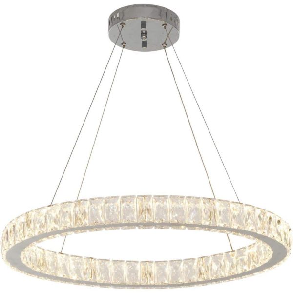 Collection 20748-001 24 in. Chrome Integrated LED Pendant with Clear Crystals