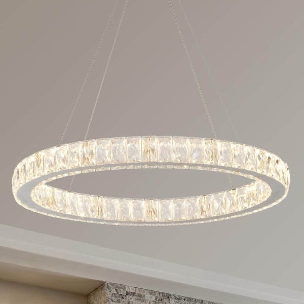 Collection 20748-001 24 in. Chrome Integrated LED Pendant with Clear Crystals - Image 6