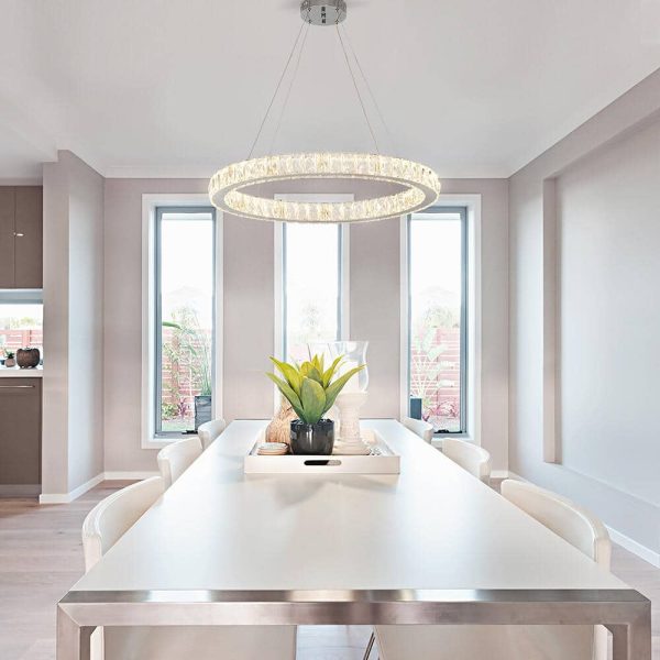 Collection 20748-001 24 in. Chrome Integrated LED Pendant with Clear Crystals - Image 7