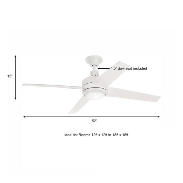 Collection 54727-BOND Mercer 52 in. Integrated LED Indoor White Ceiling Fan with Light Kit works with Google Assistant and Alexa - Image 4