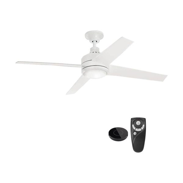 Collection 54727-BOND Mercer 52 in. Integrated LED Indoor White Ceiling Fan with Light Kit works with Google Assistant and Alexa