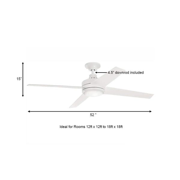 Collection 54727 Mercer 52 in. Integrated LED Indoor White Ceiling Fan with Light Kit and Remote Control - Image 4