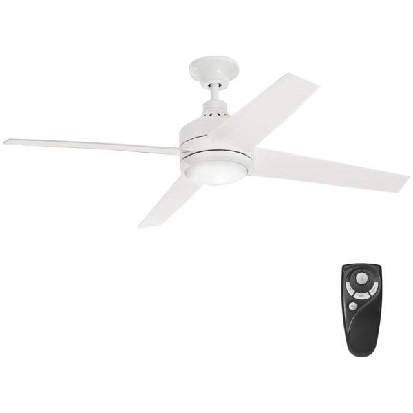 Collection 54727 Mercer 52 in. Integrated LED Indoor White Ceiling Fan with Light Kit and Remote Control