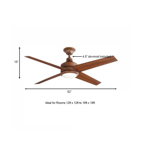 Collection 54728-BOND Mercer 52 in. Integrated LED Indoor Distressed Koa Ceiling Fan with Light Kit works with Google Assistant and Alexa - Image 4